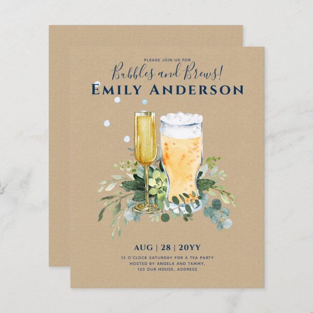 Humour Bubbles n Brews Beer Champers Bridal Shower (Front/Back)