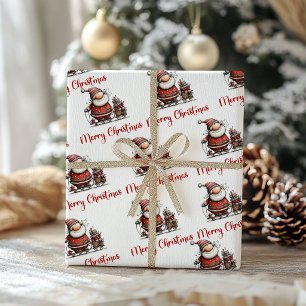 Humour Christmas Quirky Santa Minimal Watercolor Wrapping Paper