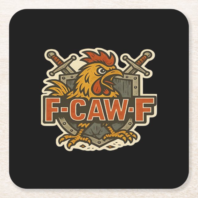 Humour Crow Funny Gothic F-Caw-F Square Paper Coaster (Front)