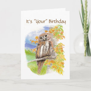 Humour, Cute Owl "Give a Hoot" Birthday Card