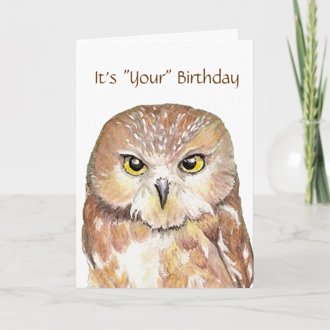 Humour,  Cute Owl "Give a Hoot"  Birthday Card (Front)