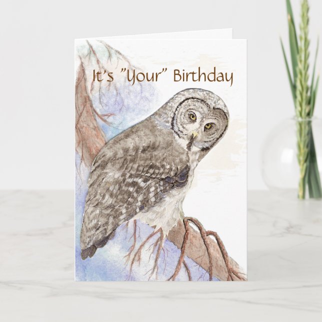 Humour,  Cute Owl "Give a Hoot"  Birthday Card (Front)