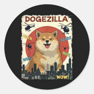 Humour Dogezilla Shiba Inu Dog Halloween Classic Round Sticker