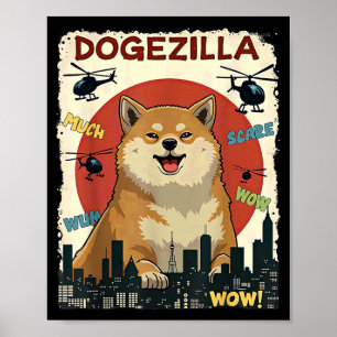 Humour Dogezilla Shiba Inu Dog Halloween Poster