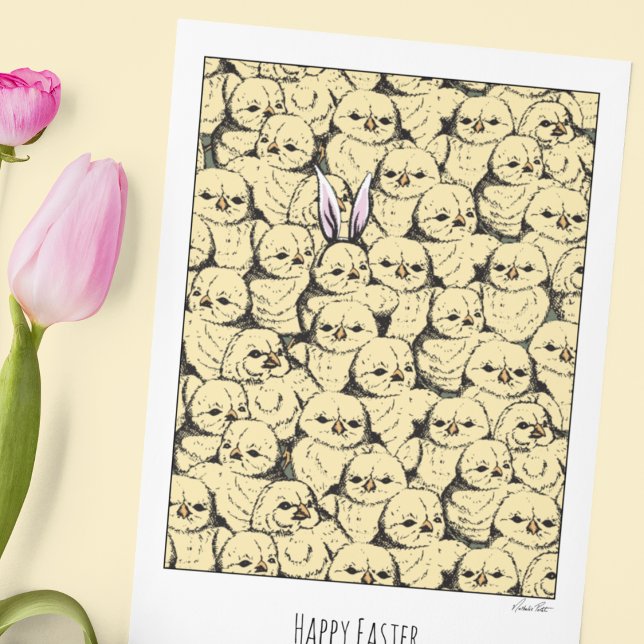 Humour Easter Chicks One in a Million Chicks Easte Holiday Card (Funny & cute Easter Illustrated Card with editable inside text "You're one in a million chicks". )