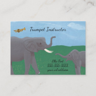 Humour Elephants Trumpet Instructor Business Cards