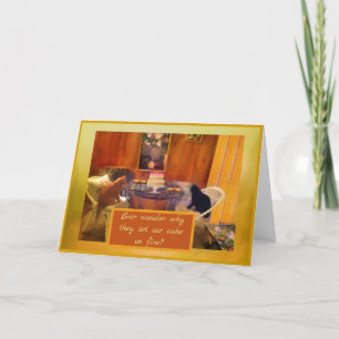 Humour Family Cats Setting the cake "on fire"  Holiday Card