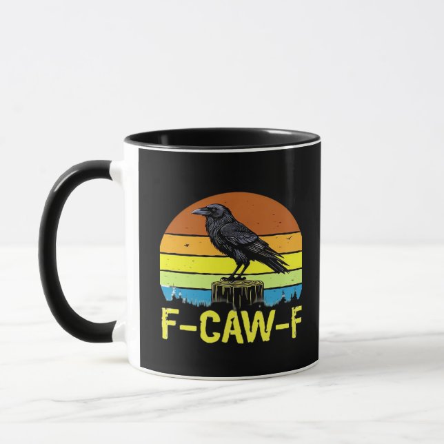 Humour Funny Crow F-Caw-F Gothic Mug (Left)