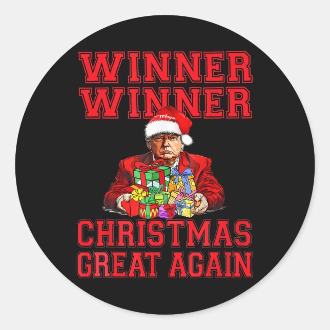 Humour Funny Trump Winner Winner Christmas Great A Classic Round Sticker (Front)