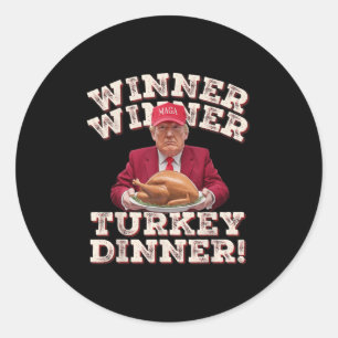 Humour Funny Winner Winner Turkey Dinner Thanksgiv Classic Round Sticker