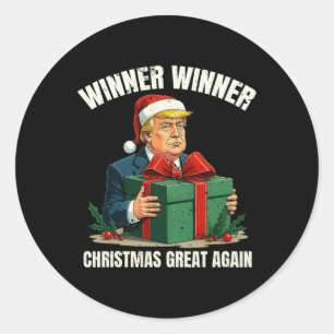 Humour Funny Xmas Trump Winner Winner Christmas Gr Classic Round Sticker