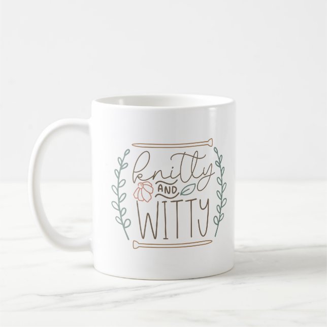 Humour Knitting Knitty And Witty Slogan Coffee Mug (Left)