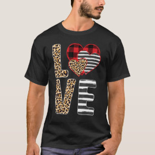 Humour Love Valentine's Day Three 3 Hearts Leopard T-Shirt
