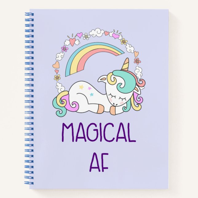 Humour - Magical AF. Unicorn, Rainbow & Cute Stuff Notebook (Front)