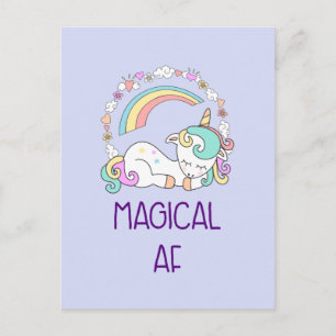 Humour - Magical AF. Unicorn, Rainbow & Cute Stuff Postcard