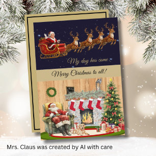 *Humour Mrs. Santa Claus on Christmas Eve Holiday Card