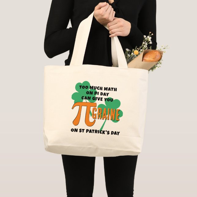 Humour Pi Day St Patrick's Day Math Large Tote Bag (Front (Product))