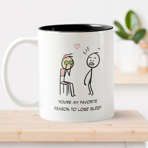 Humour Quote Facial Funny Valentines Day Stickman Two-Tone Coffee Mug