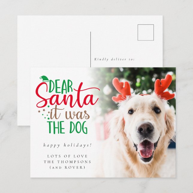 Humour Santa It Was The Dog Photo Holiday Postcard (Front/Back)
