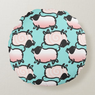 Humourous 1 Pig Year Birthday Choose Colour Round  Cushion