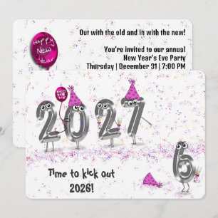 Humourous 2027 New Year's Eve Party Cartoon Invitation