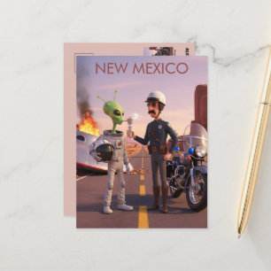 Humourous 3d New Mexico Alien Themed Postcard