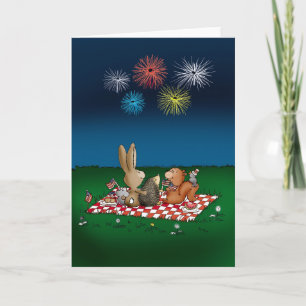 Humourous 4th of July Card with Fireworks -