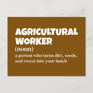 Humourous Agricultural Worker Definition Holiday Postcard