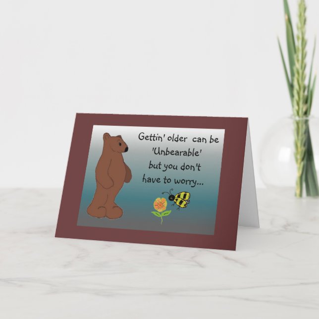 Humourous Bear Birthday Greeting Card (Front)