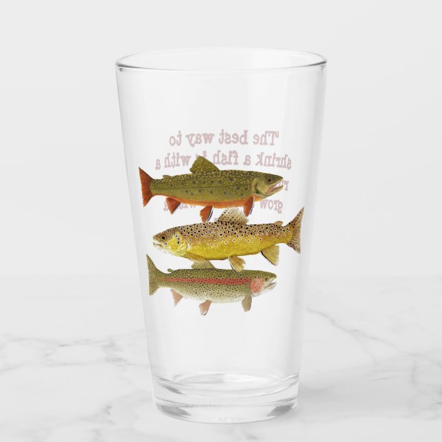 Humourous Beer Glass with trout (Front)
