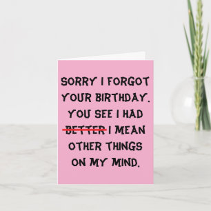 humourous belated birthday card