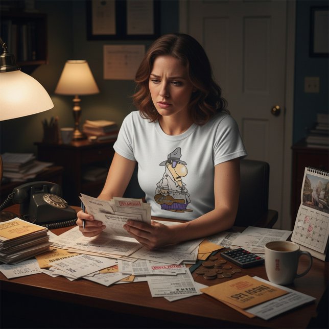 Humourous Bill Collector Character T-Shirt (Creator Uploaded)