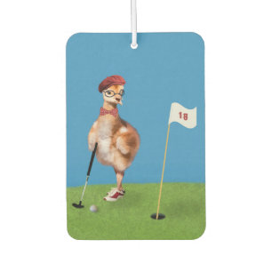 Humourous Bird Playing Golf Car Air Freshener