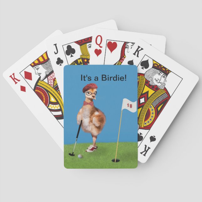 Humourous Bird Playing Golf Playing Cards (Back)