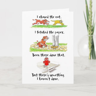 Humourous birthday card with dog character