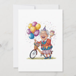 Humourous Birthday Gift for Grandma Riding Bike Invitation