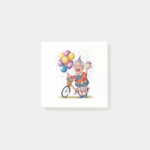 Humourous Birthday Gift for Grandma Riding Bike Post-it Notes