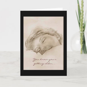 Humourous Birthday Napping Lady card