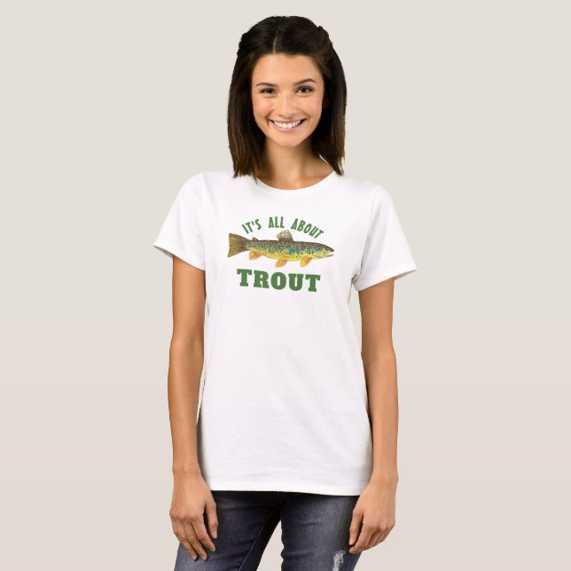 Humourous Brown Trout Fly Fishing T-Shirt (Front Full)
