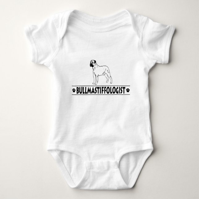 Humourous Bullmastiff Baby Bodysuit (Front)