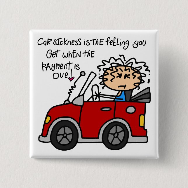 Humourous Car Sickness 15 Cm Square Badge (Front)