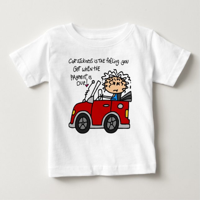 Humourous Car Sickness Baby T-Shirt (Front)