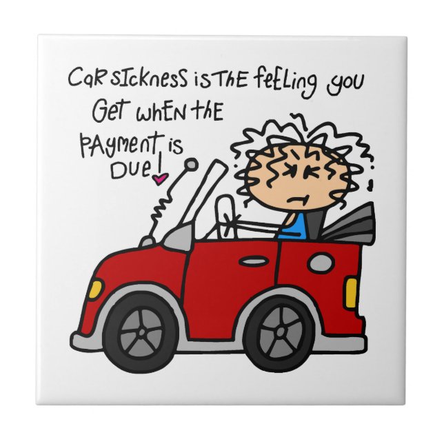 Humourous Car Sickness Ceramic Tile (Front)