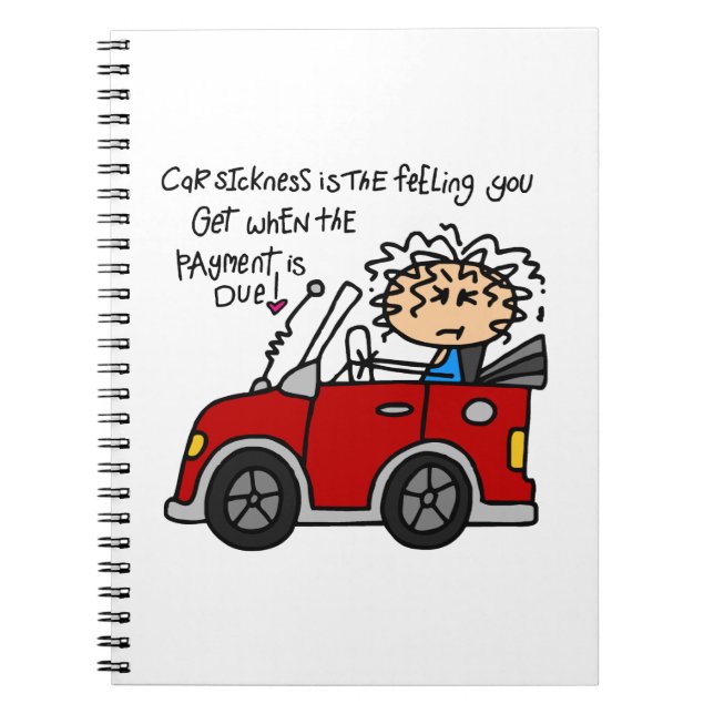 Humourous Car Sickness Notebook (Front)