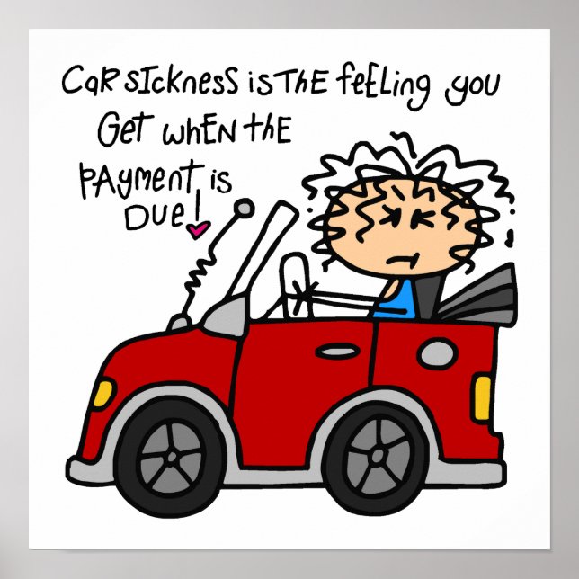 Humourous Car Sickness Poster (Front)