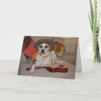 Humourous card with photo of dog in cowboy hat