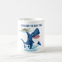 Humourous cartoon shark with threatening text Coff