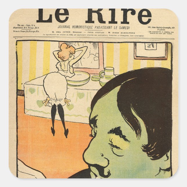 Humourous cartoon square sticker (Front)