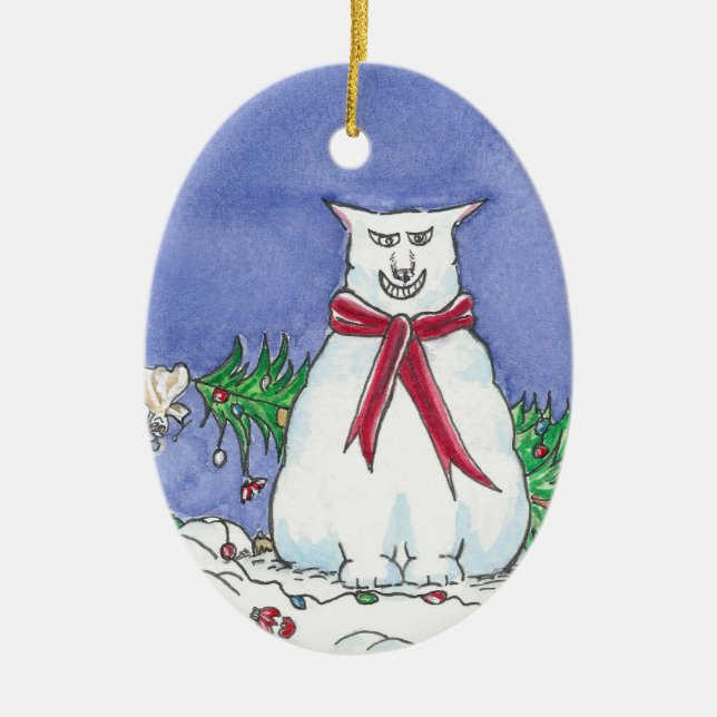 Humourous Cat Christmas Ornament (Front)