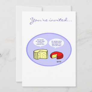 Humourous Cheese Cartoon Wine Tasting Party Invite
